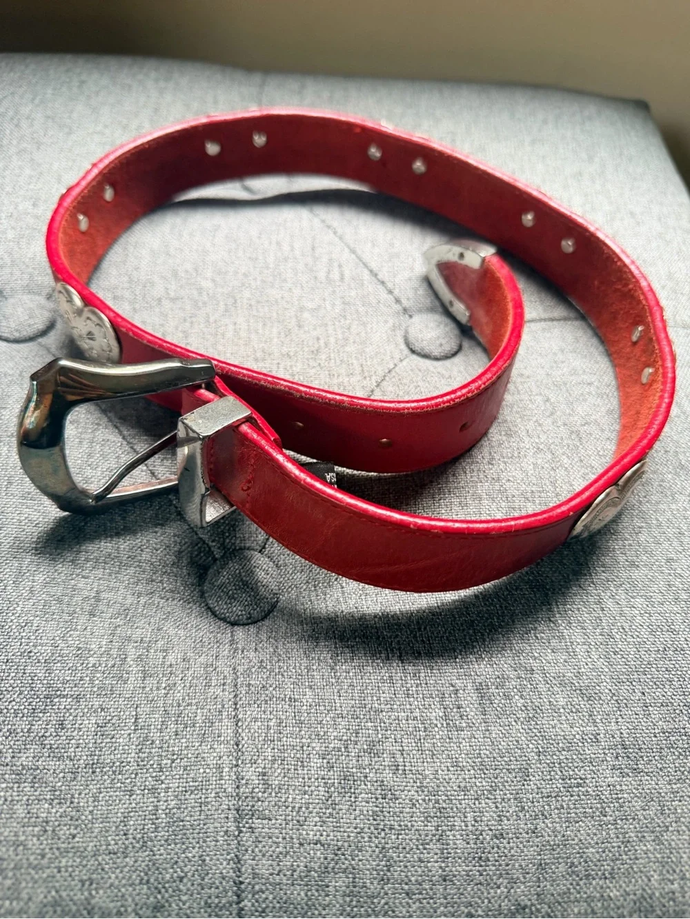 Brighton Red Leather Belt with Silver Buckle
